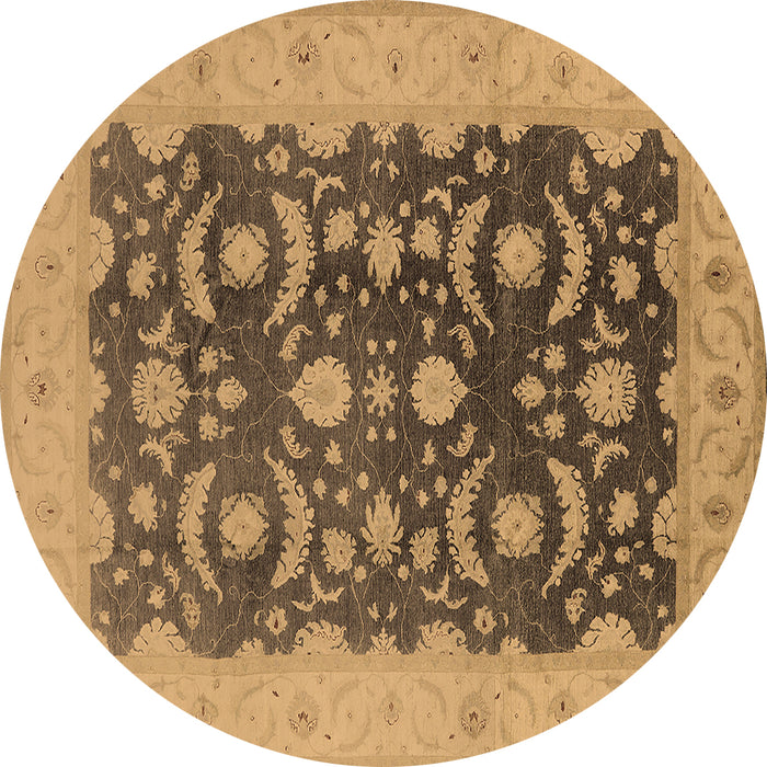Round Oriental Brown Traditional Rug, urb499brn