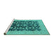 Sideview of Machine Washable Oriental Turquoise Traditional Area Rugs, wshurb499turq