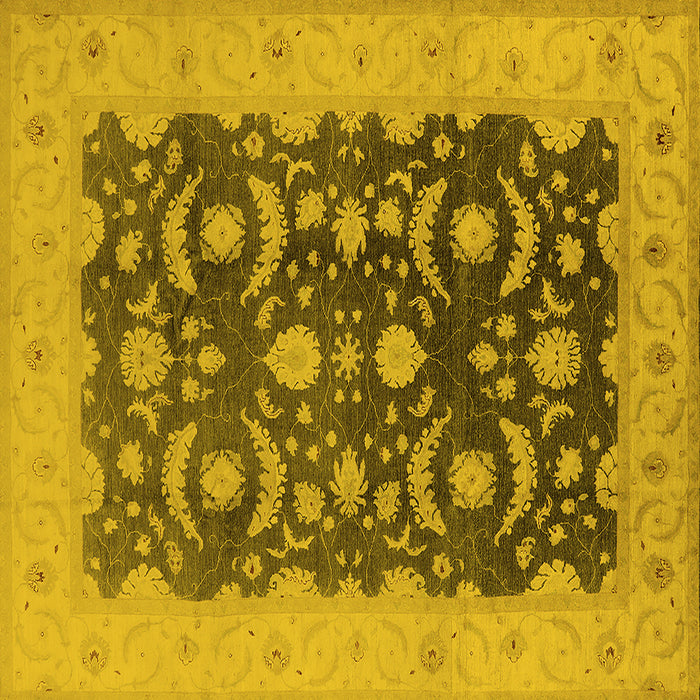 Square Machine Washable Oriental Yellow Traditional Rug, wshurb499yw