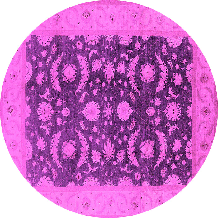 Round Machine Washable Oriental Pink Traditional Rug, wshurb499pnk