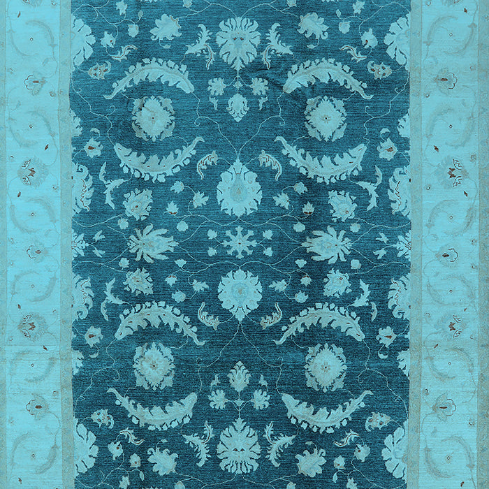 Machine Washable Oriental Light Blue Traditional Rug, wshurb499lblu