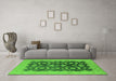 Machine Washable Oriental Green Traditional Area Rugs in a Living Room,, wshurb499grn