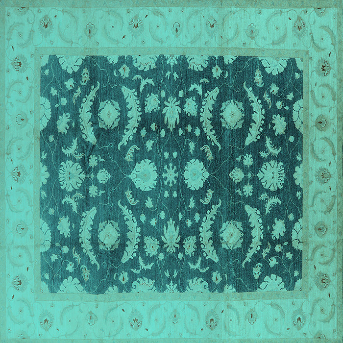 Square Oriental Turquoise Traditional Rug, urb499turq