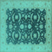 Square Oriental Turquoise Traditional Rug, urb499turq