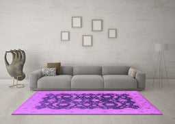 Machine Washable Oriental Purple Traditional Area Rugs in a Living Room, wshurb499pur