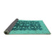 Sideview of Oriental Turquoise Traditional Rug, urb499turq