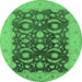Round Oriental Emerald Green Traditional Rug, urb499emgrn
