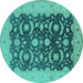 Round Oriental Turquoise Traditional Rug, urb499turq