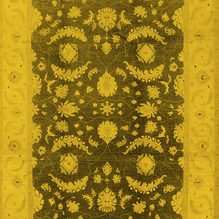 Machine Washable Oriental Yellow Traditional Rug, wshurb499yw