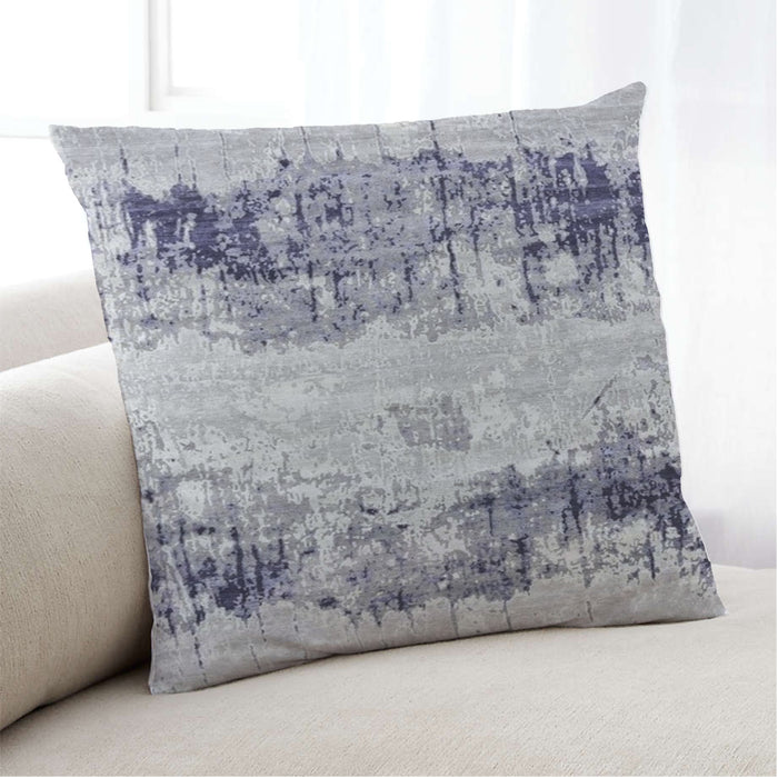 Lifestyle Image of Mid-Century Modern Urban Square Platinum Silver Gray Throw Pillow, 18 inch by 18 inch, pwurb4