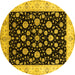 Round Oriental Yellow Traditional Rug, urb500yw