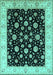 Machine Washable Oriental Turquoise Traditional Area Rugs, wshurb500turq