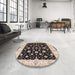 Round Machine Washable Industrial Modern Burgundy Brown Rug in a Office, wshurb500