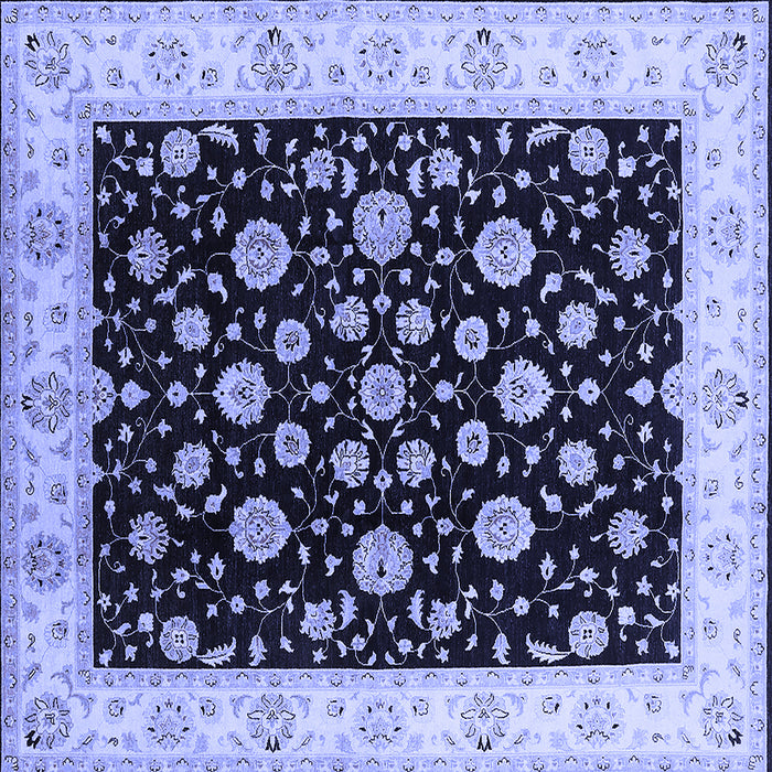 Square Machine Washable Oriental Blue Traditional Rug, wshurb500blu