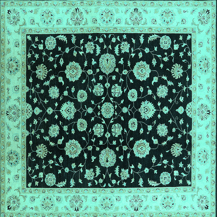 Square Oriental Turquoise Traditional Rug, urb500turq