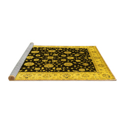 Sideview of Machine Washable Oriental Yellow Traditional Rug, wshurb500yw
