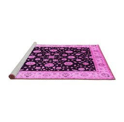 Sideview of Machine Washable Oriental Pink Traditional Rug, wshurb500pnk