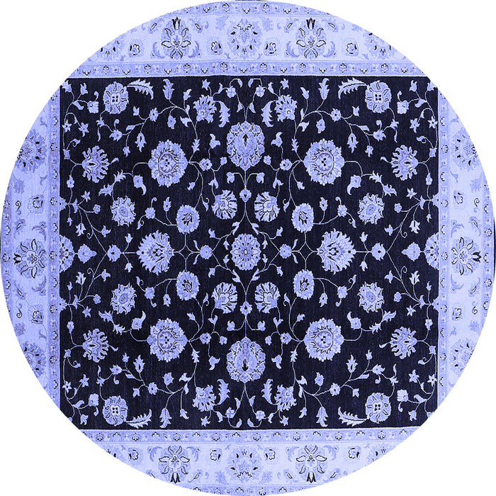 Round Oriental Blue Traditional Rug, urb500blu