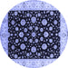 Round Oriental Blue Traditional Rug, urb500blu