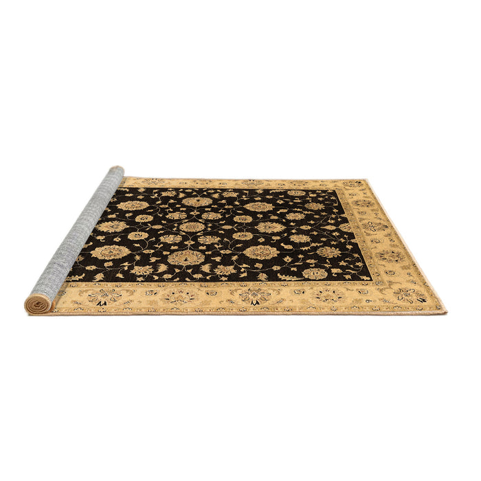 Sideview of Machine Washable Oriental Brown Traditional Rug, wshurb500brn