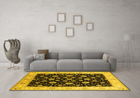 Machine Washable Oriental Yellow Traditional Rug, wshurb500yw