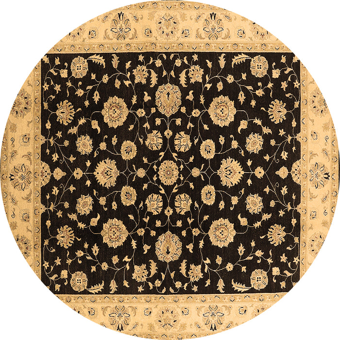 Round Oriental Brown Traditional Rug, urb500brn
