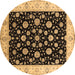 Round Oriental Brown Traditional Rug, urb500brn
