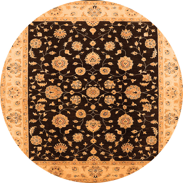 Round Oriental Orange Traditional Rug, urb500org
