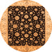 Round Oriental Orange Traditional Rug, urb500org