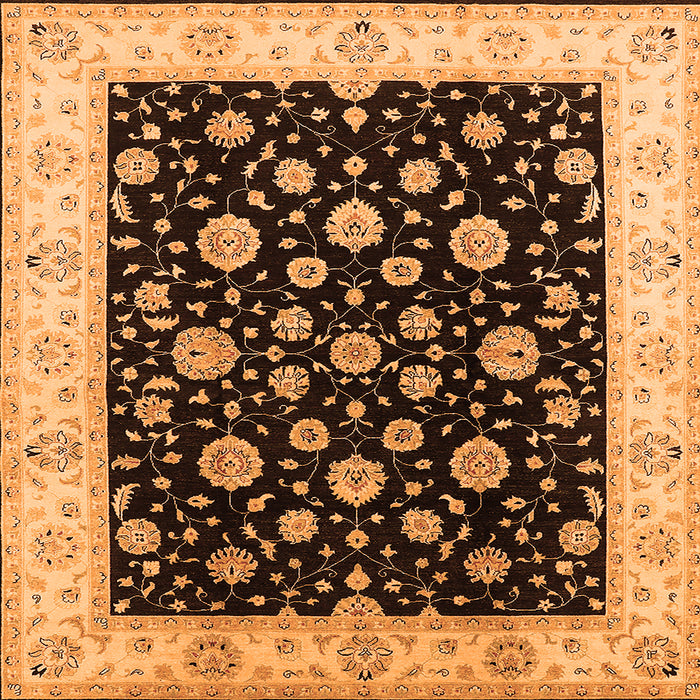 Square Machine Washable Oriental Orange Traditional Area Rugs, wshurb500org