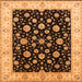 Square Machine Washable Oriental Orange Traditional Area Rugs, wshurb500org