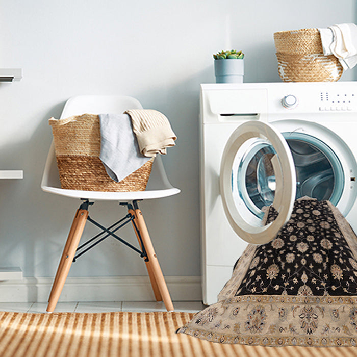 Machine Washable Industrial Modern Burgundy Brown Rug in a Washing Machine, wshurb500