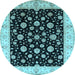 Round Oriental Light Blue Traditional Rug, urb500lblu
