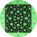 Round Oriental Emerald Green Traditional Rug, urb500emgrn
