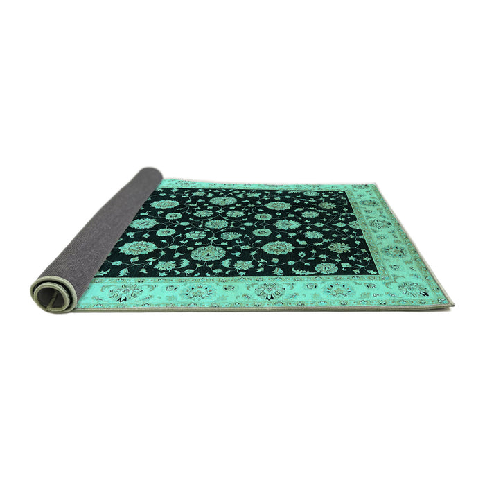 Sideview of Oriental Turquoise Traditional Rug, urb500turq