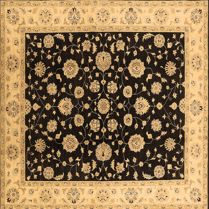 Square Machine Washable Oriental Brown Traditional Rug, wshurb500brn