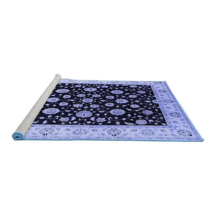 Sideview of Machine Washable Oriental Blue Traditional Rug, wshurb500blu