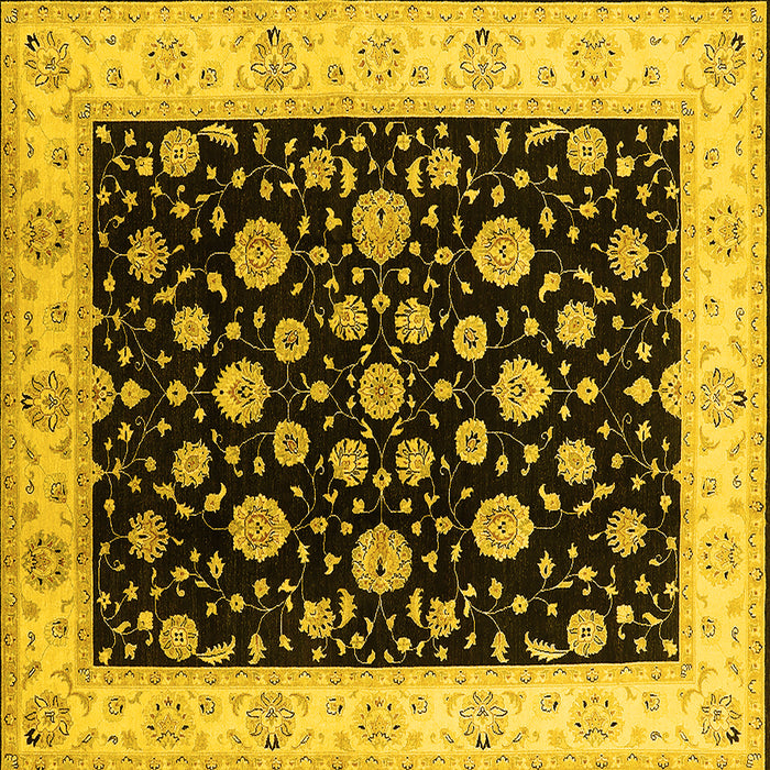 Square Machine Washable Oriental Yellow Traditional Rug, wshurb500yw