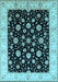 Machine Washable Oriental Light Blue Traditional Rug, wshurb500lblu