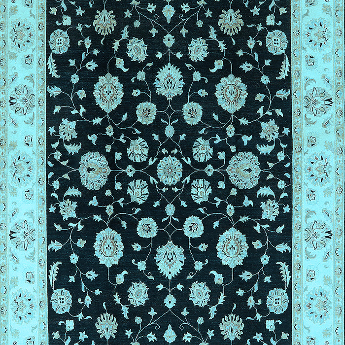 Machine Washable Oriental Light Blue Traditional Rug, wshurb500lblu