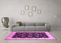 Machine Washable Oriental Pink Traditional Rug, wshurb500pnk