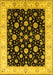 Machine Washable Oriental Yellow Traditional Rug, wshurb500yw