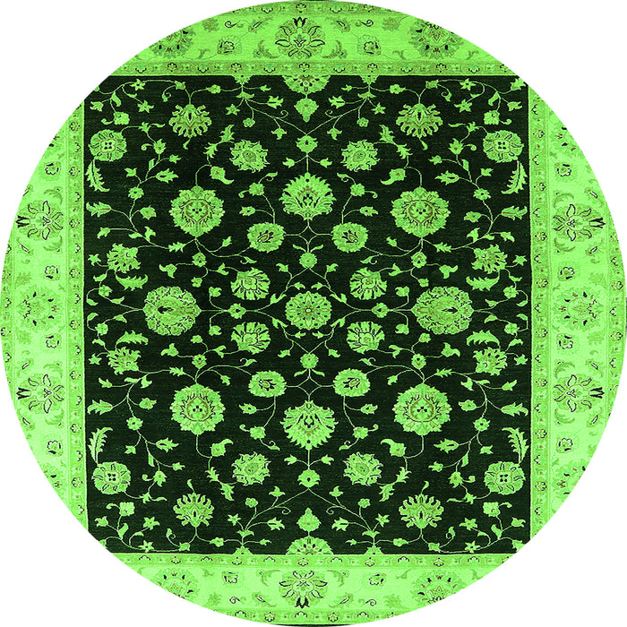 Round Oriental Green Traditional Rug, urb500grn