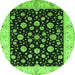 Round Oriental Green Traditional Rug, urb500grn
