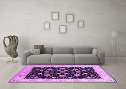 Machine Washable Oriental Purple Traditional Area Rugs in a Living Room, wshurb500pur