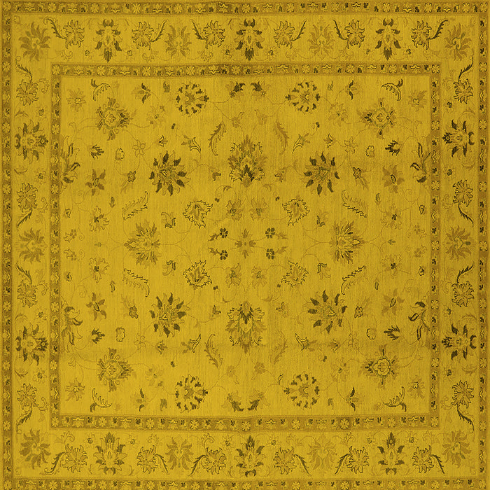 Square Machine Washable Oriental Yellow Traditional Rug, wshurb501yw