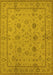 Machine Washable Oriental Yellow Traditional Rug, wshurb501yw