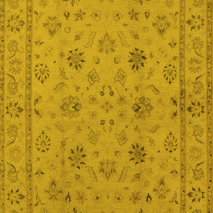 Machine Washable Oriental Yellow Traditional Rug, wshurb501yw