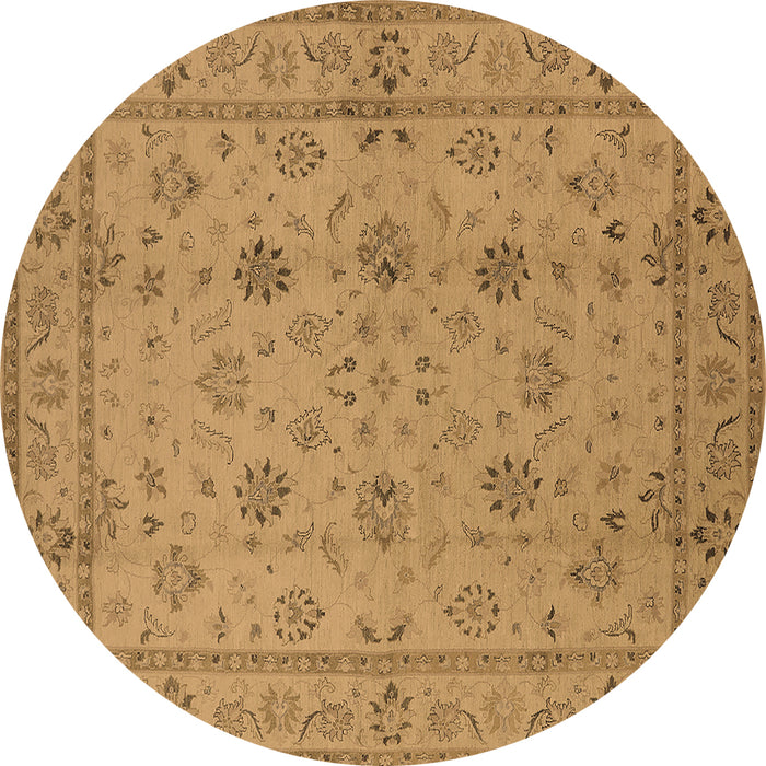 Round Oriental Brown Traditional Rug, urb501brn