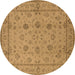 Round Oriental Brown Traditional Rug, urb501brn